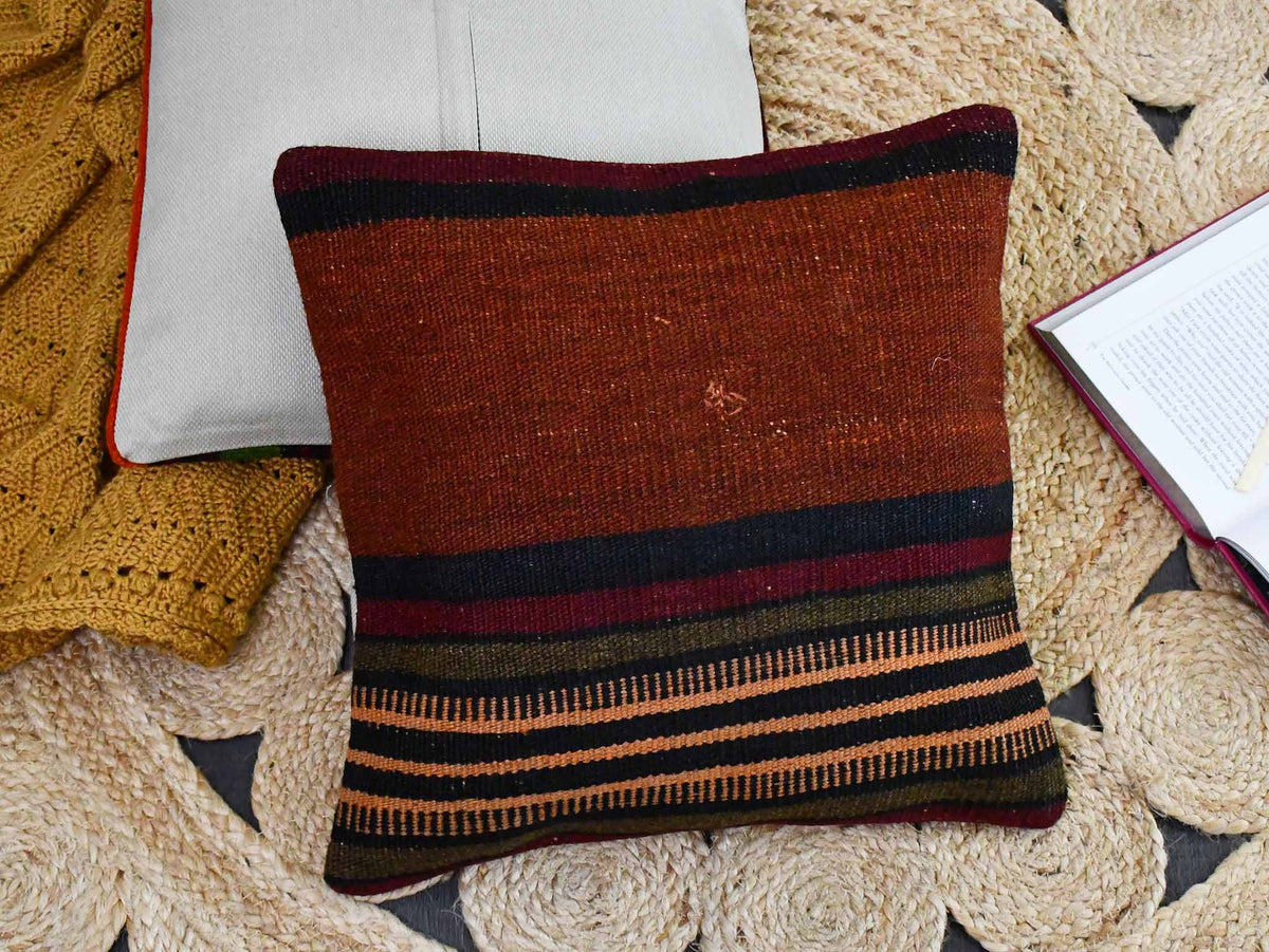 Vintage Kilim Cushion Cover Colourful Stripe Design 7 Textile Sydney Grand Bazaar 