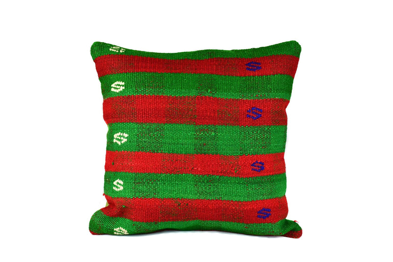 Vintage Kilim Cushion Cover Green Red Stripe Textile Sydney Grand Bazaar 