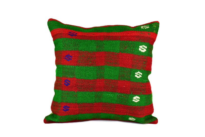 Vintage Kilim Cushion Cover Green Red Stripe Textile Sydney Grand Bazaar 