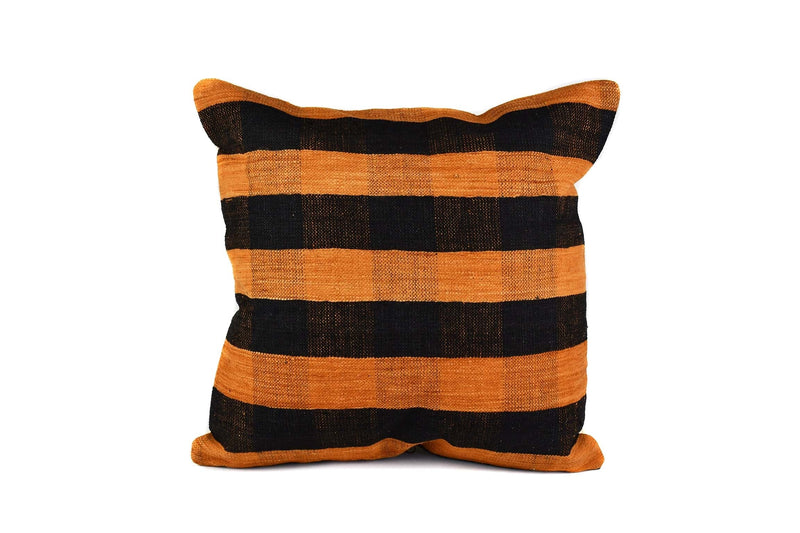 Vintage Kilim Cushion Cover Orange Black Stripe Textile Sydney Grand Bazaar 1 
