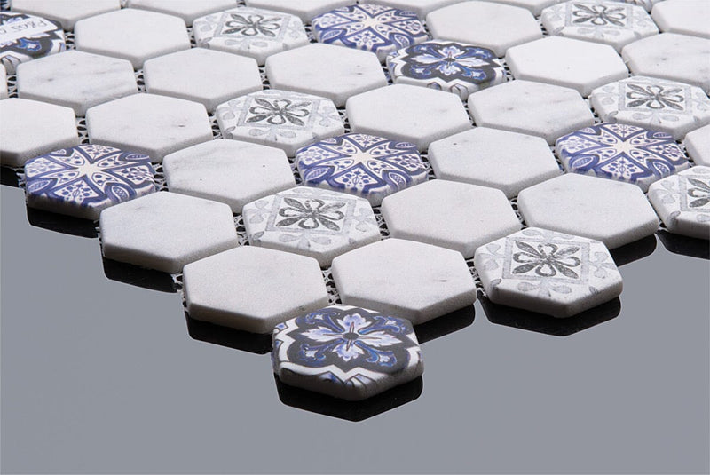 Vives Azulejosh White Hexagon Mosaic Tile Mosaic Tile Sydney Grand Bazaar 