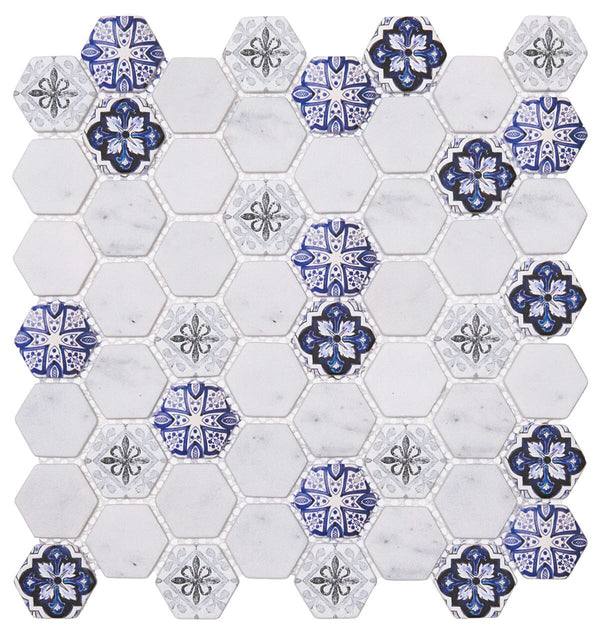 Vives Azulejosh White Hexagon Mosaic Tile Mosaic Tile Sydney Grand Bazaar 